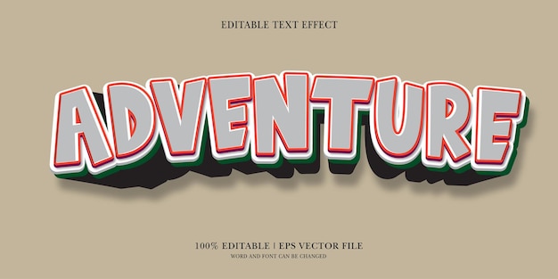 Adventure Editable text Effect with 3d vector design