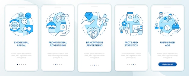 advertising strategies in marketing blue onboarding mobile app screen
