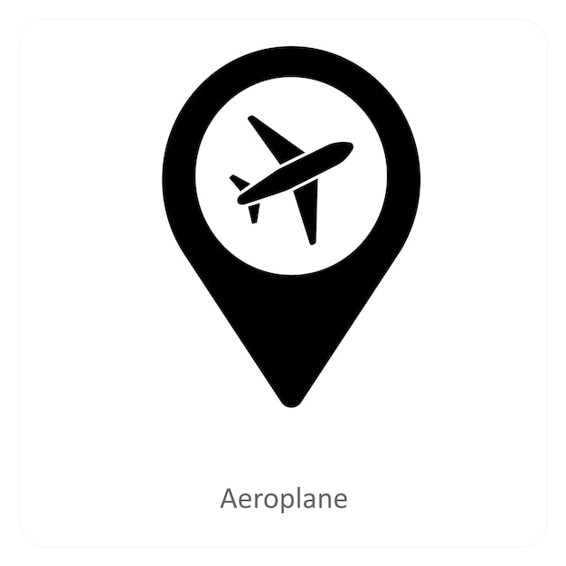 Aeroplane and location icon concept