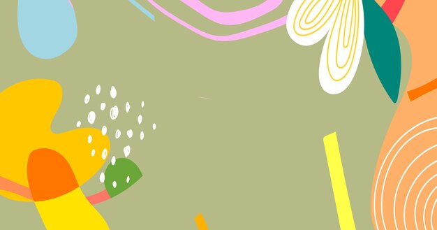aesthetic abstract boho background vector illustration dynamic colored shapes lines and scribbles