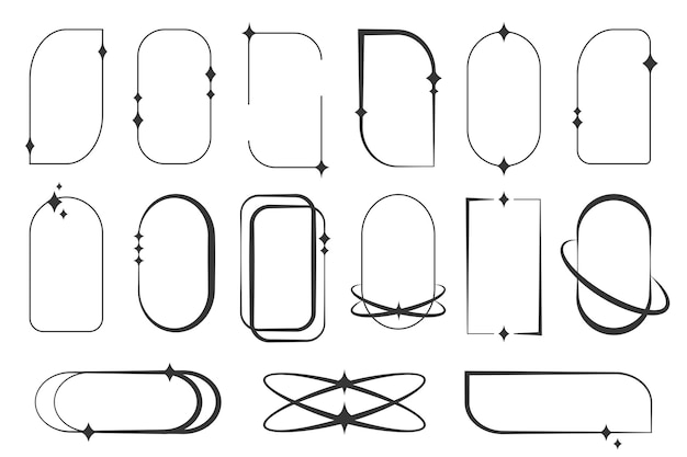 Aesthetic frame collection with sparkling details y2k inspired frames with sparkling accents in