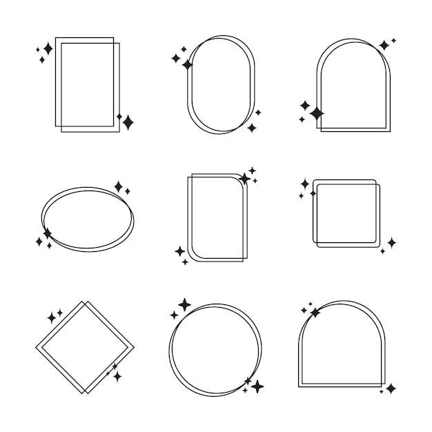 Aesthetic frame elements y2k stars and lines
