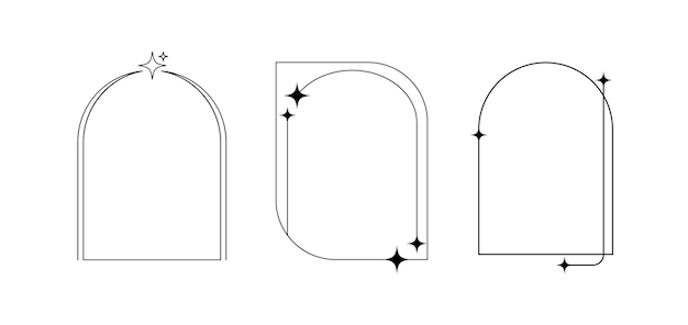 aesthetic line frame with stars line ornament y2k arch streetwear shape geometric form