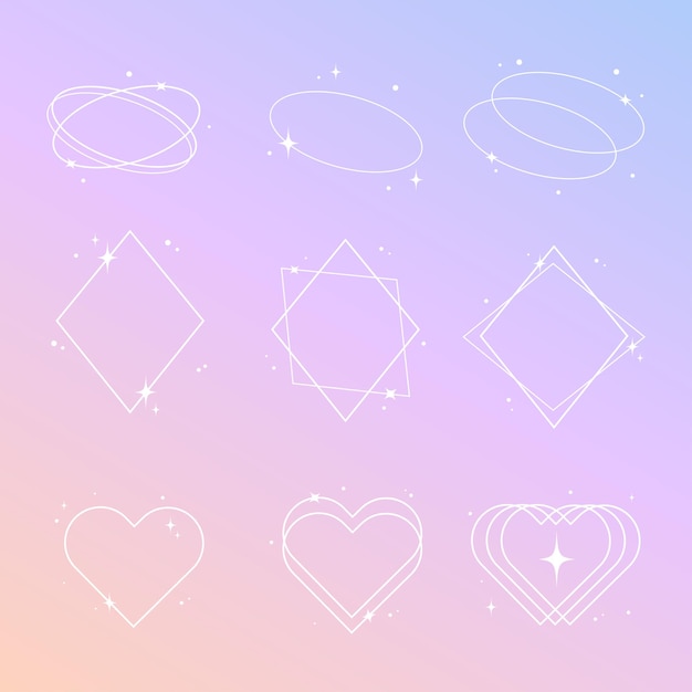 Aesthetic linear frame element Y2k element white frame on gradient background