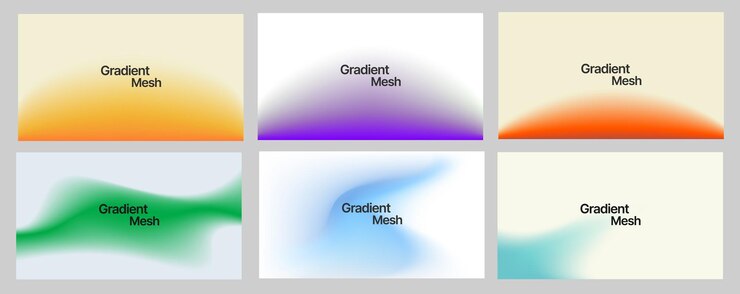 Vektör aesthetic pastel mesh gradient background collection