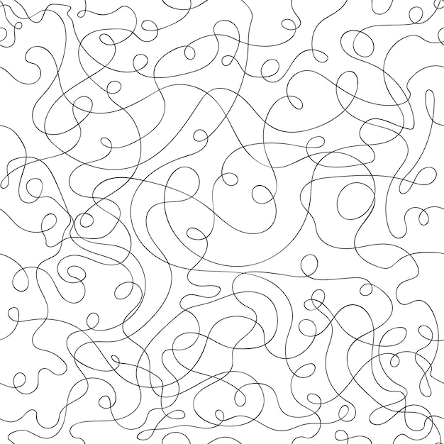 Aesthetic thread line seamless pattern Abstract curvy ropes background with continuous lines