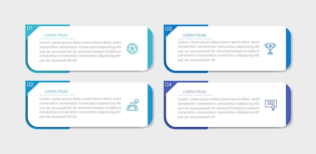 Affärsinfografik designmall med 4 alternativ steg eller processer