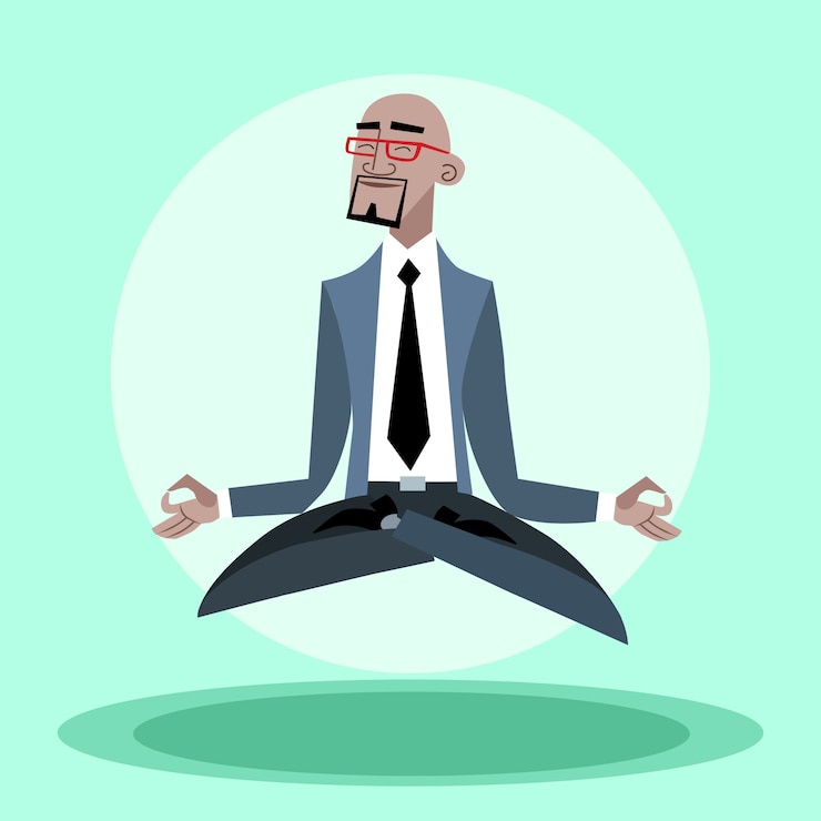 Vektör african businessman quiet hangs in the air like a yogi