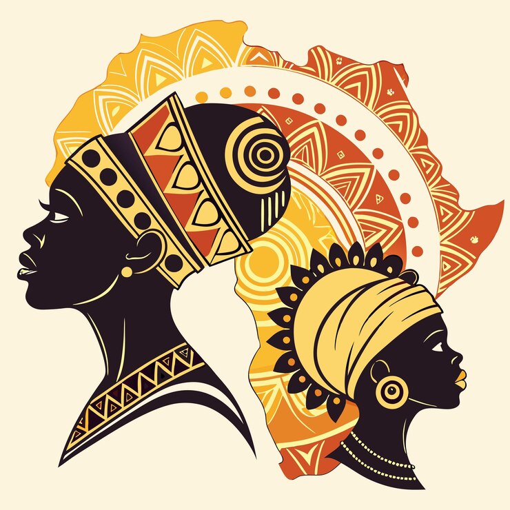 Vektör african women walking at sunset