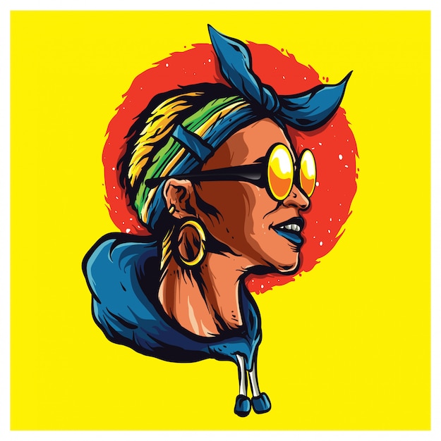 afro woman style illustration