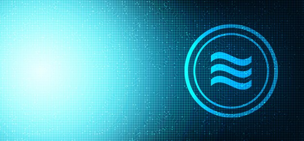 Ağ teknolojisi arka planında Libra kripto para birimi sembolü.