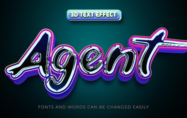 Agent movie 3d editable text effect style