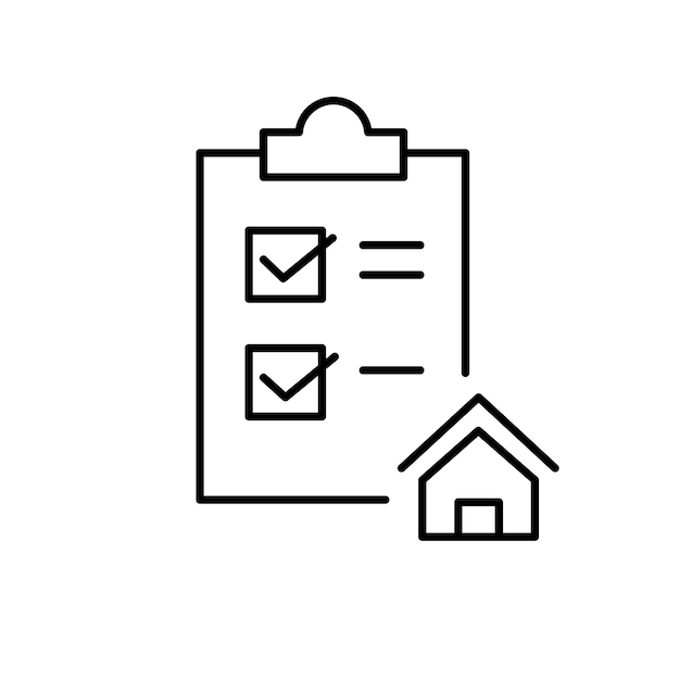 Agreement with checklist on clipboard with house symbol Real estate sale prep Pixel perfect