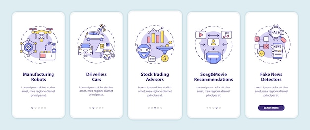 ai application 2 onboarding mobile app page screen with concepts
