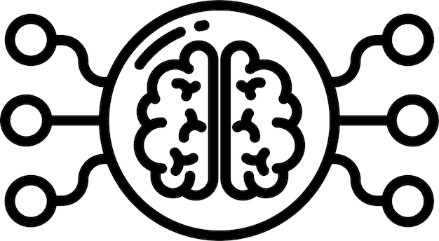 AI Brainsolid outline vector illustration