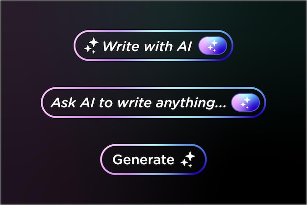 AI buttons icon artificial intelligence generate menu bar vector design template Write with AI icon
