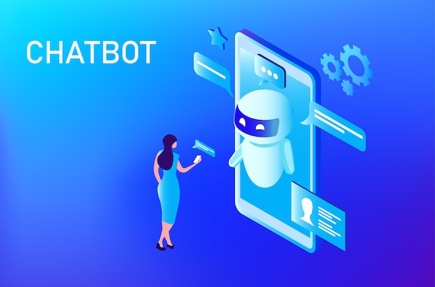 ai chat bot technology concept people chatting with robot asking questions and receiving answers