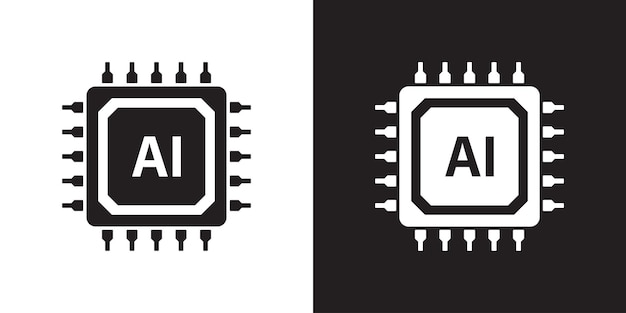 AI chips icon Futuristic artificial intelligence symbol Processor chip icon Computer help assistant Large data processing database concept Vector illustration for web apps UX and UI