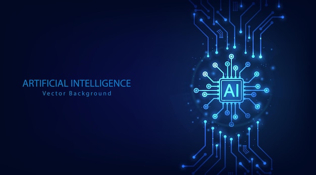 AI chipset on circuit board Artificial intelligence abstract background Futuristic technology concept Artificial intelligence Machine learning and Digital technology design Vector illustration