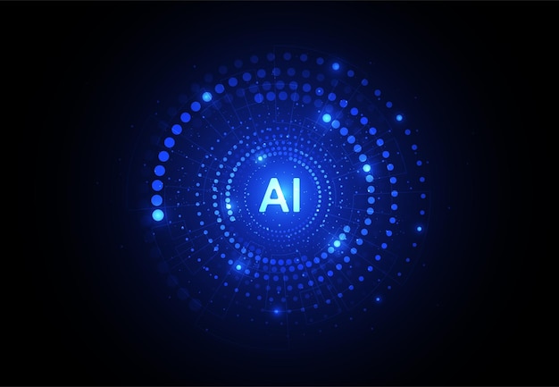 AI-chipset på printkort i futuristisk konceptteknologi