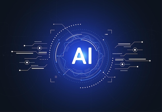 AI-chipset på printkort i futuristisk konceptteknologi