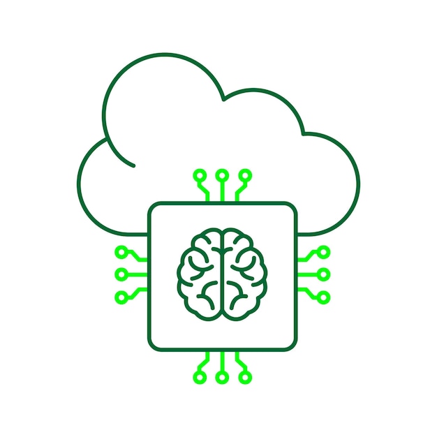 AI Cloud System for Data Automation Vector Icon Design cloud computing system automation