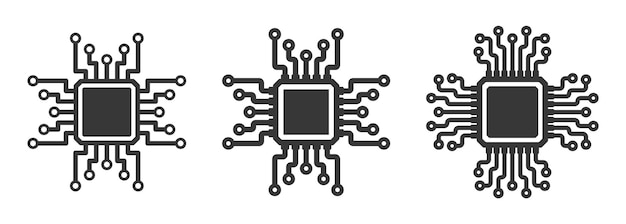 AI CPU GPU microchip icon set Machine learning micro chip symbol ML icon Artificial intelligenc