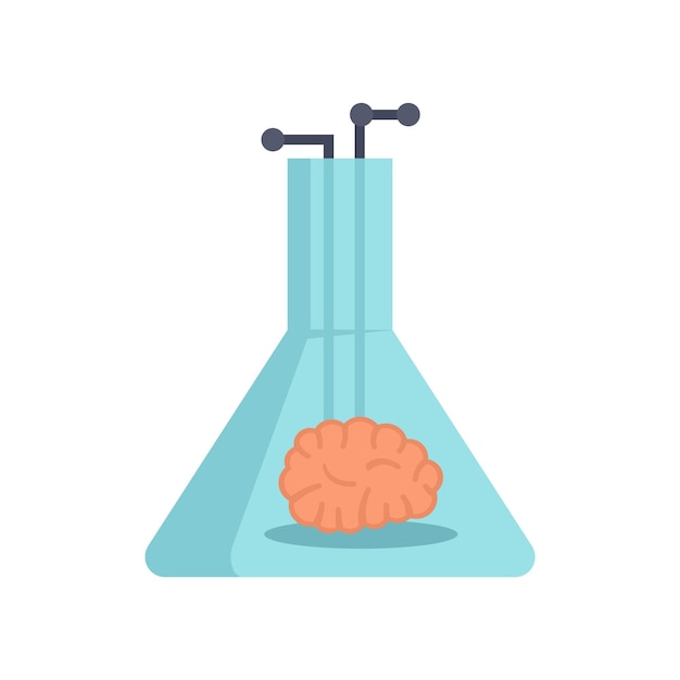 Ai flask brain icon Flat illustration of ai flask brain vector icon isolated on white background