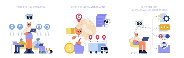 Ai For Global Business Flat Vector Illustration