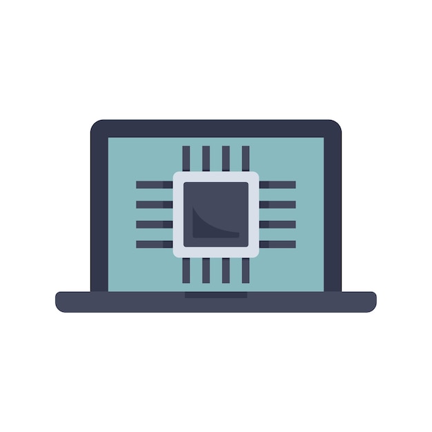 Ai laptop processor icon Flat illustration of ai laptop processor vector icon isolated on white background