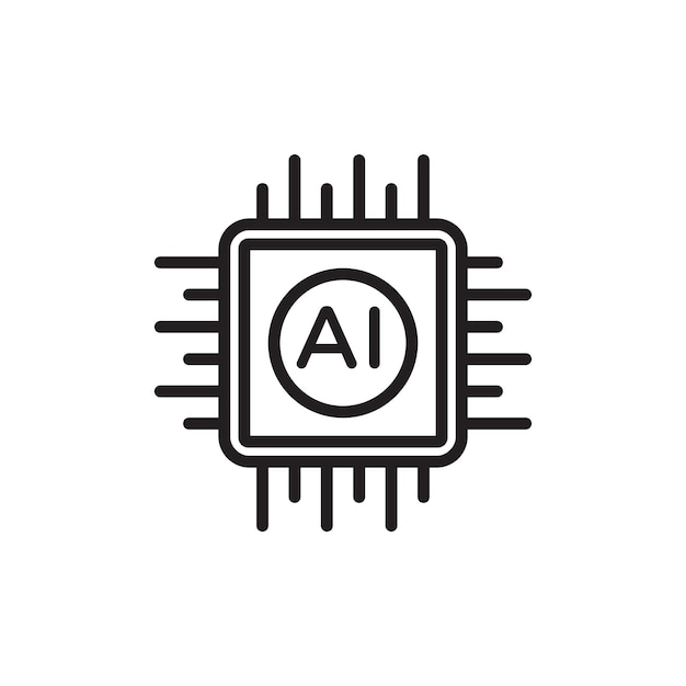 AI line icon isolated on white background