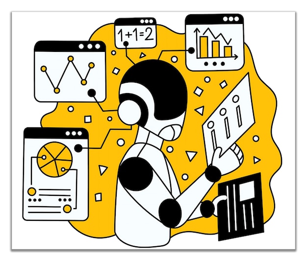 AI robot analyzing data