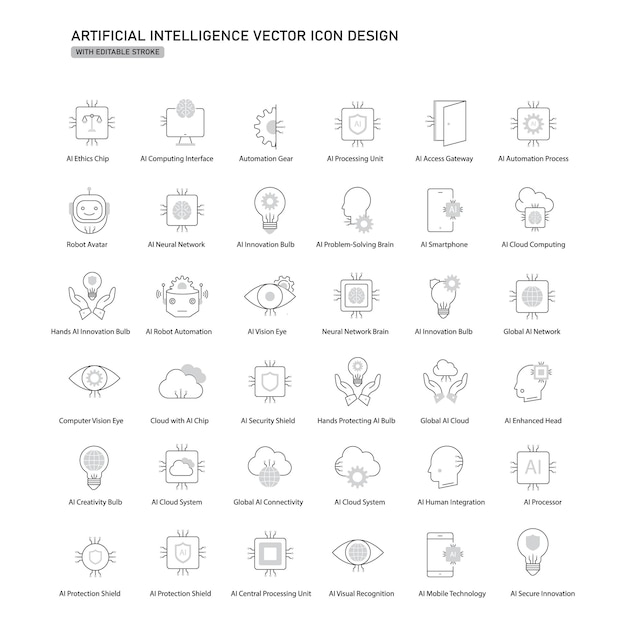 AI Robotics Smart Automation Vector Icon Design