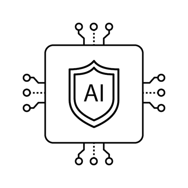 AI Shield for Data Protection Vector ICon Design