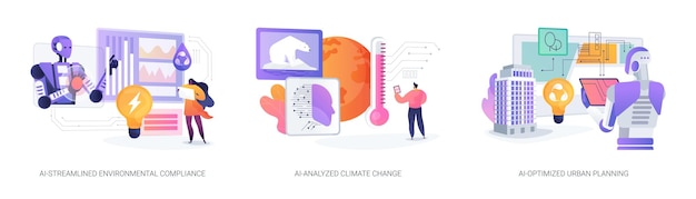 AI tools for Environmental Management abstract concept vector illustrations