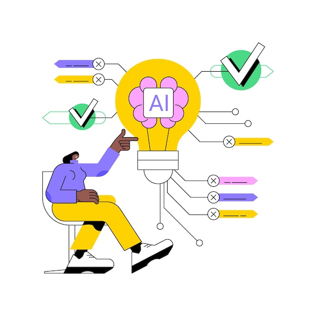AI-understøttet proaktiv problemløsning, abstrakt koncept, vektorillustration, AI-kundeservice