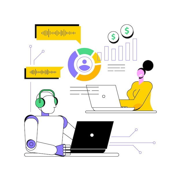 Aidriven call analysis abstract concept vector illustration sales analyze sales call recordings gain