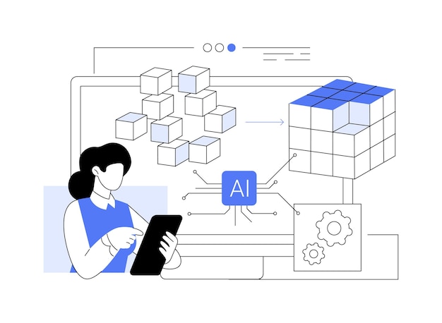 Aidriven data transformation abstract concept vector illustration data analysis automate data