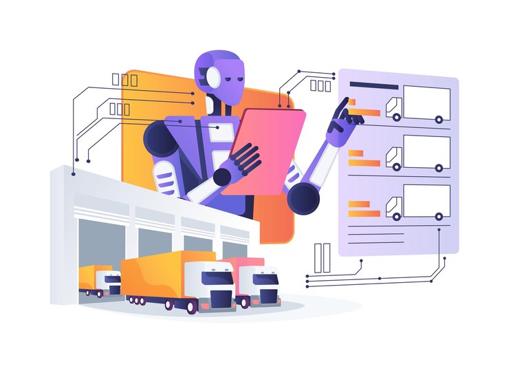 Vektör aienhanced fleet management abstract concept vector illustration transportation and logistics