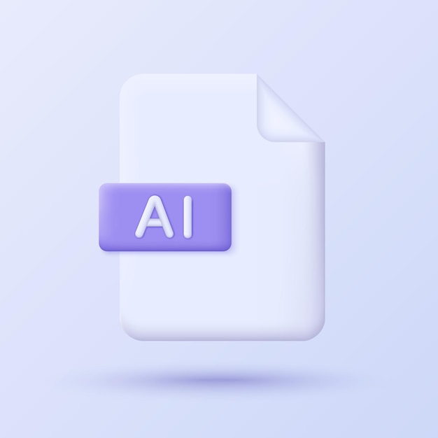 AIgenerated document 3D icon Minimalist 3D icon design of Artificial intelligence technology concept Data and innovation in machine learning Vector illustration