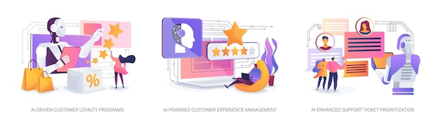 Aipowered customer support abstract concept vector illustration set aidriven customer loyalty