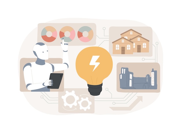 Aipowered energy consumption analysis abstract concept vector illustration energy monitor and