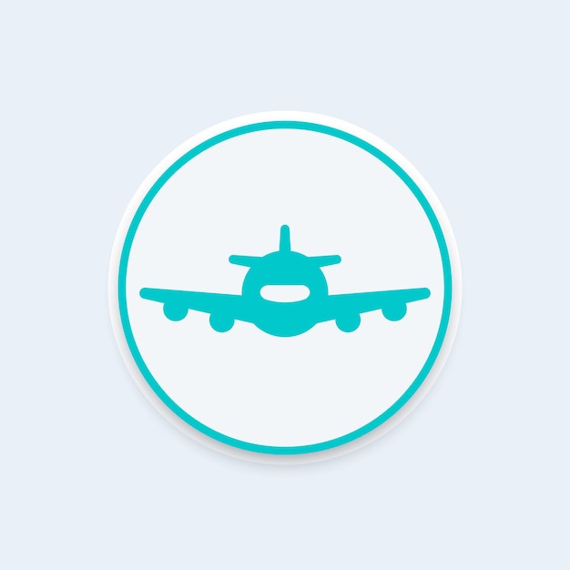 Airplane, aircraft icon, plane, aviation, air transport round icon, sign, vector illustration