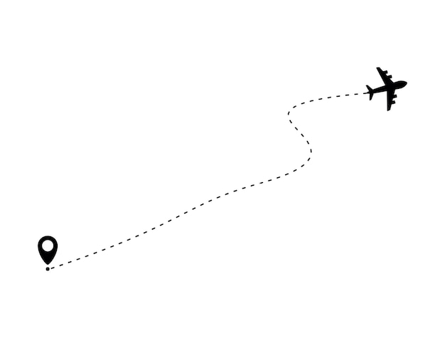 Airplane and line on gps location icon