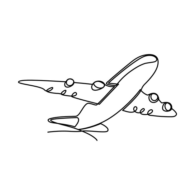 airplane continuous single line art vectors and illustrations design