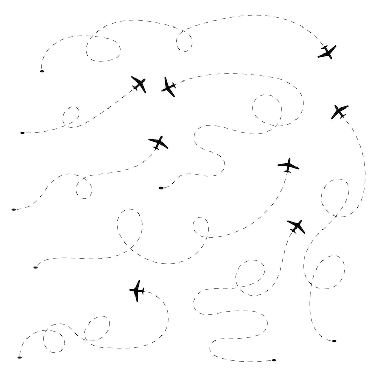 Vektör airplane flight path set vector illustration