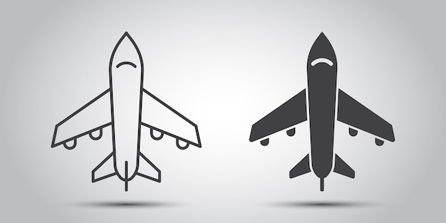 Airplane icon in flat style Plane vector illustration on isolated background Transport sign business concept