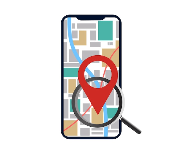 akıllı telefonda GPS ile konum bulucu harita uygulama simgesi illüstrasyon konsepti