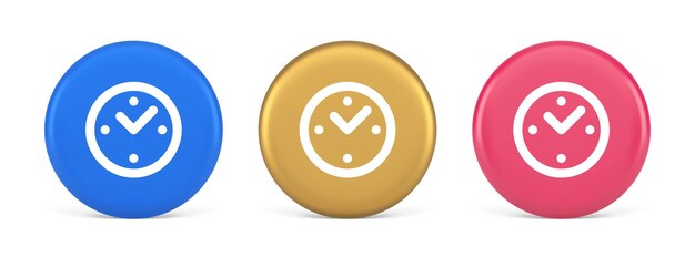 Alarm clock time countdown button deadline measurement 3d realistic icon