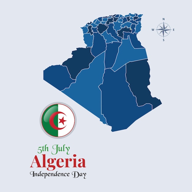 Algeria map with flag Algeria flag map